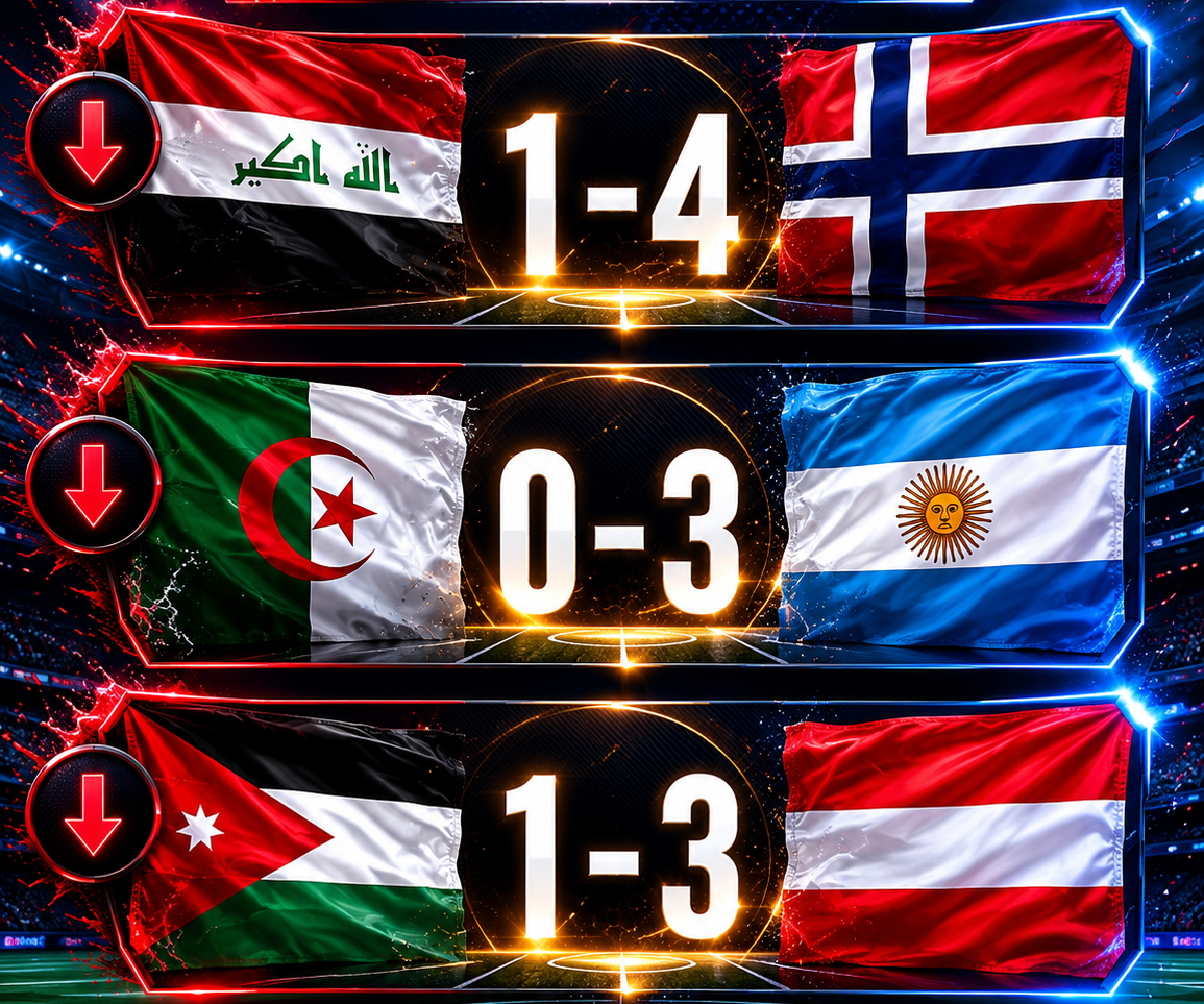 نتائج المنتخبات العربية الأردن والعرق والجزائر